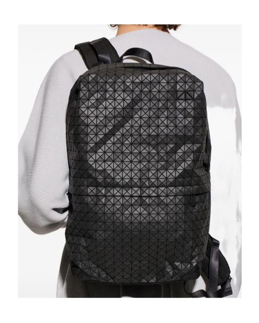 Issey Miyake Black Geometric-Pattern Backpack for men