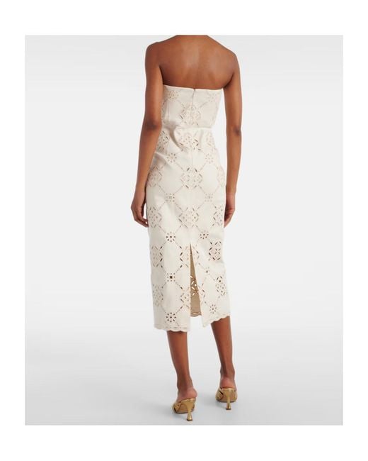 Veronica Beard White Nettia Embroidered Cotton Midi Dress
