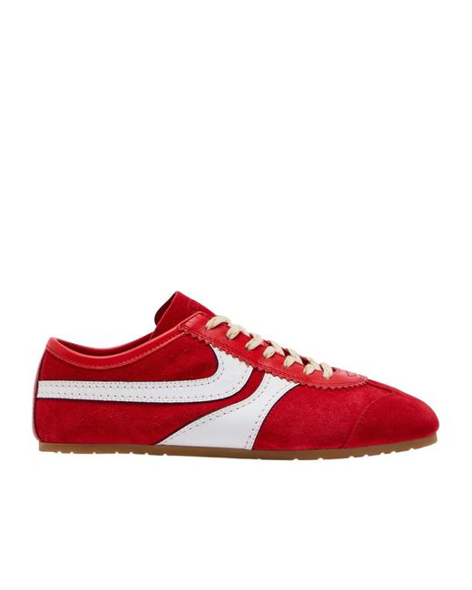 Dries Van Noten Red Dustin Panelled Suede Sneakers