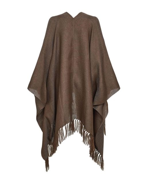 Brunello Cucinelli Brown Fringed-Edge Cape