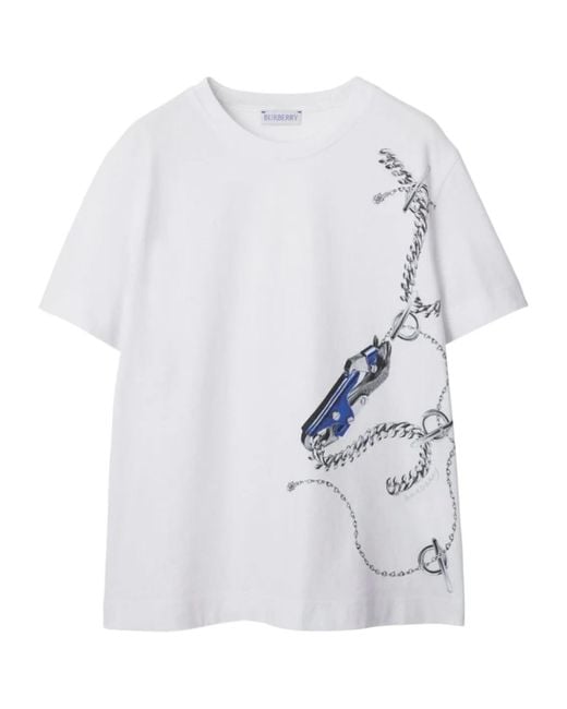 Burberry White Knight-Printed Crewneck T-Shirt