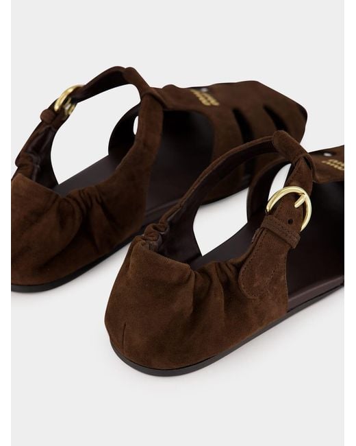 Miu Miu Brown Round-Toe Flat Sandals