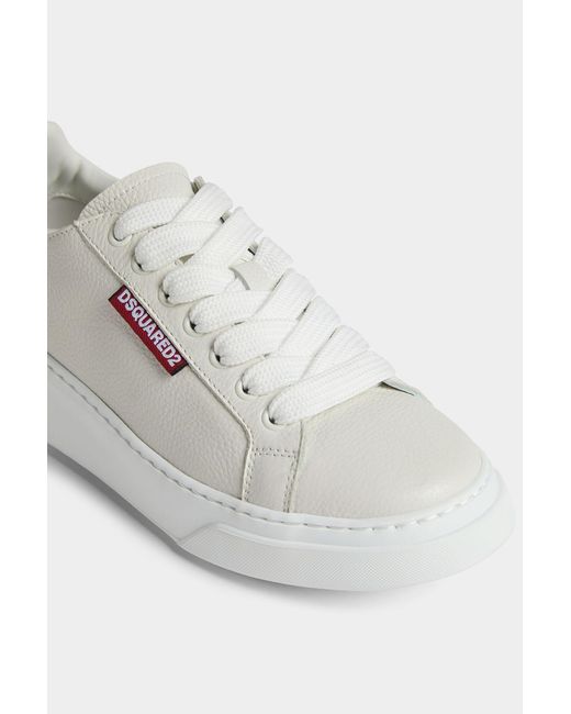 DSquared² White Logo-Embossed Round-Toe Lace-Up Sneakers