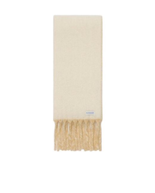 Burberry Metallic Logo Jacquard Fringed Scarf