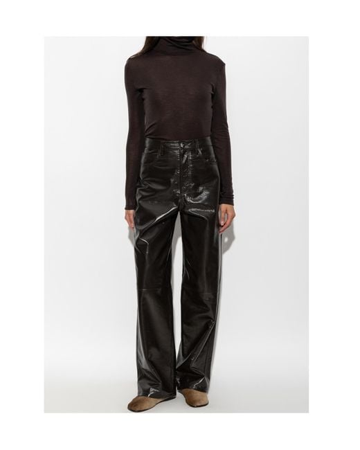 Rohe Black Lacquer Baggy Leather Trousers