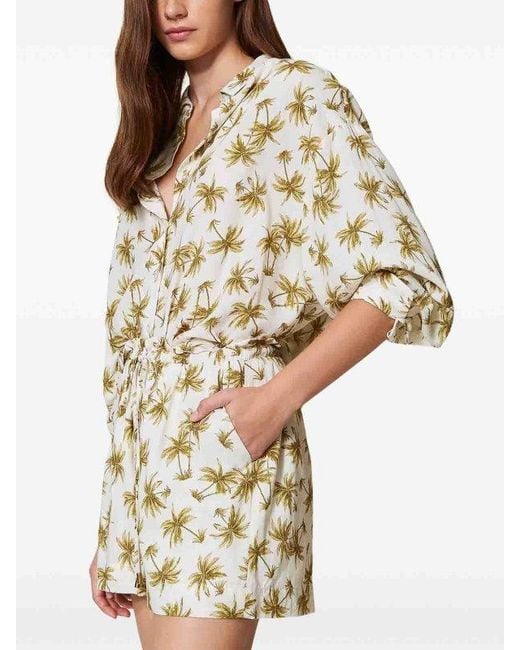 Twinset Metallic Palm Tree-Print Shorts