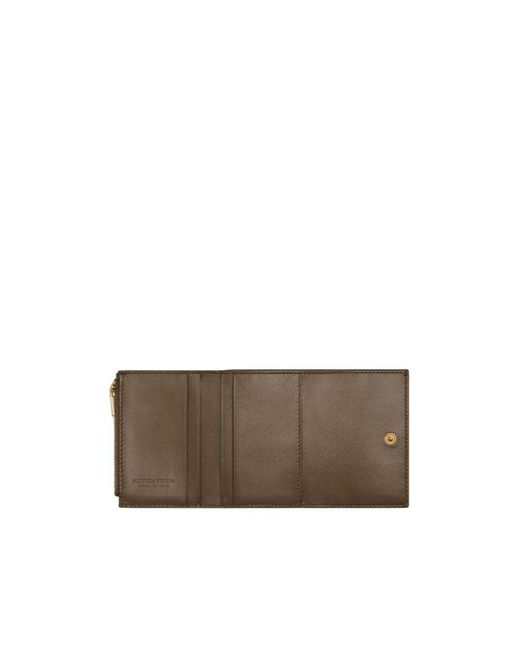 Bottega Veneta Brown Small Cassette Tri-Fold Zip Wallet