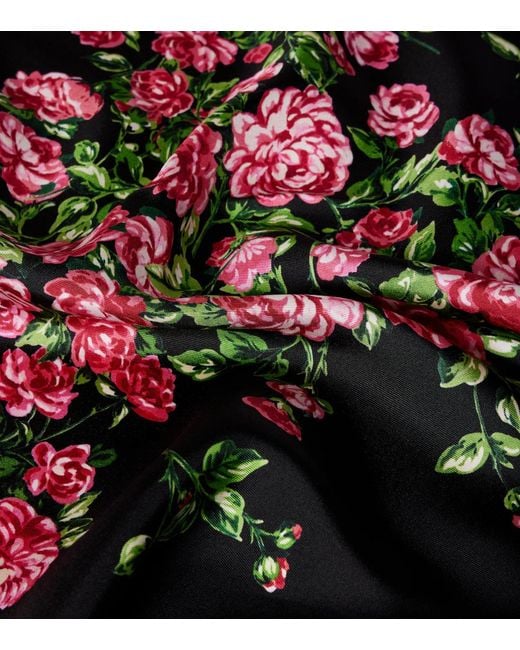 Dolce & Gabbana Black Floral Silk Scarf