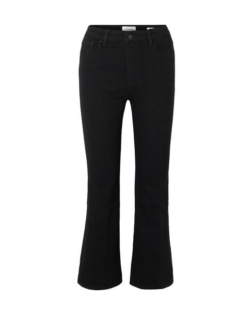 FRAME Black Reboot Crop Stretch High-Rise Bootcut Jeans