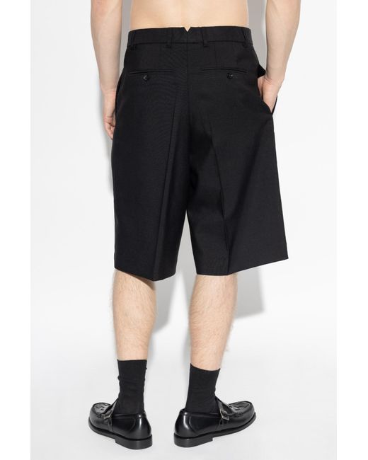 AMI Black High Waist Wide Bermuda Shorts for men