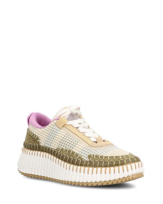 Chloé Natural Chloé Nama Lace-Up Sneakers