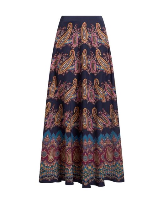 Etro Purple Silk Skirt With Placed Print