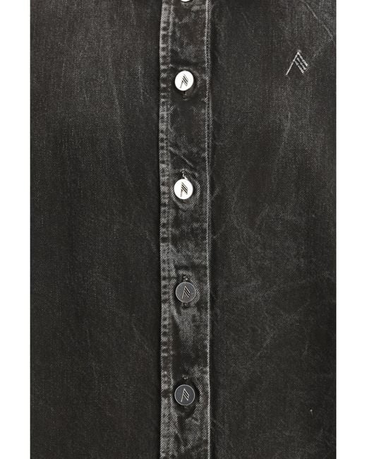 The Attico Gray The Logo Embroidered Denim Shirt