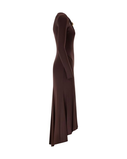 Elisabetta Franchi Brown Embellished Jersey Dress