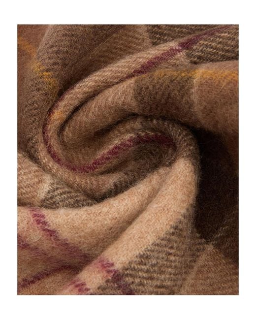 Barbour Brown Tartan Fringed Scarf