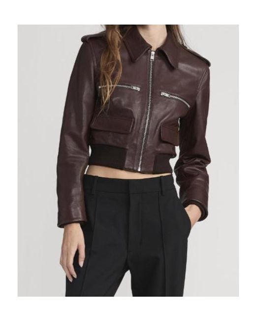 FRAME Brown Long-Sleeved Leather Jacket