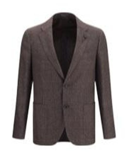 Lardini Brown Single-Breasted Checked Blazer for men
