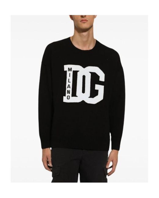 Dolce & Gabbana Black Wool-Blend Logo Sweater for men