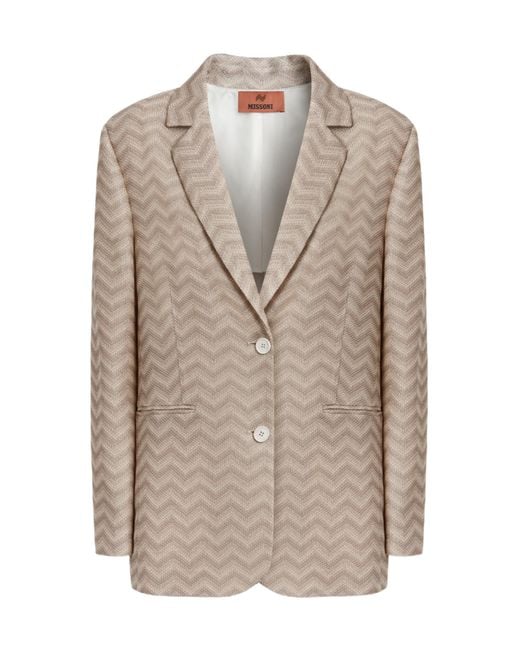 Missoni Natural Zigzag Single-Breasted Tailored Blazer