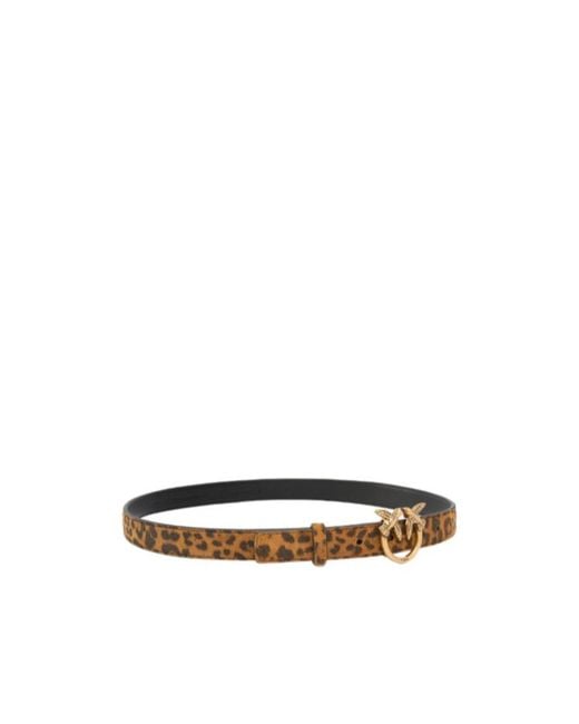 Pinko White Leopard Love Birds Buckled Belt