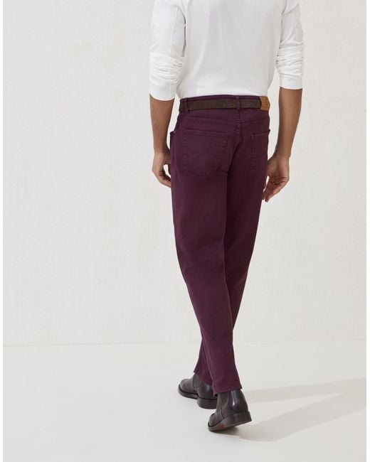 Brunello Cucinelli Red Logo Patch Straight Leg Jeans for men