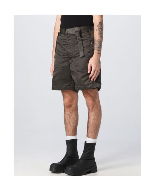 Sacai Black Logo Shorts for men