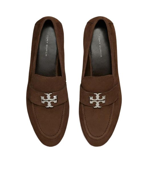 Tory Burch Brown Eleanor Logo Plaque Loafers