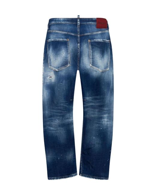 DSquared² Blue Five-Pocket Denim Jeans With Distressed Finish for men