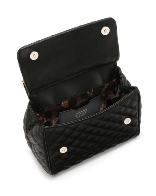 Dolce & Gabbana Black Sicily Medium Leather Handbag