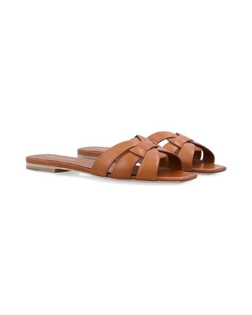 Saint Laurent Brown Tribute Slip-On Flat Sandals