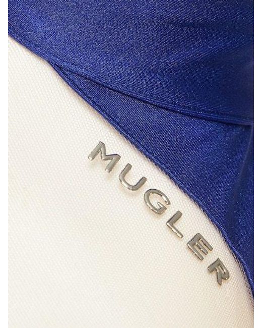 Mugler Blue Sheer Sheer Jersey One-Piece Suit