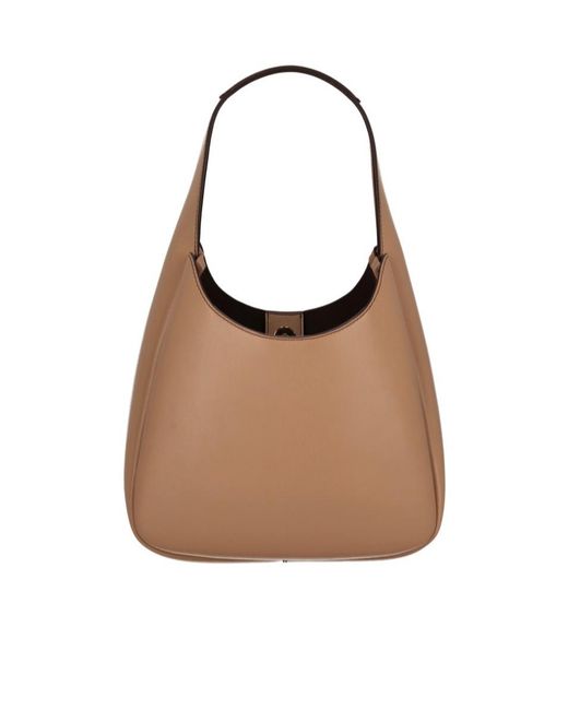 Stella McCartney Brown Logo Perforated Small Hobo Bag