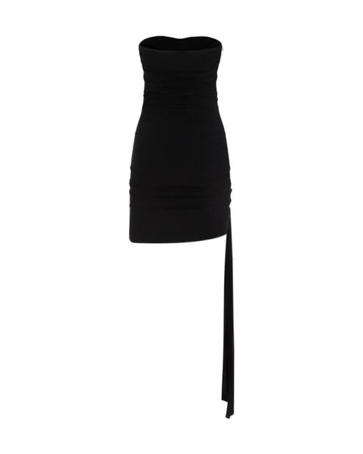 Magda Butrym Black Ruched Strapless Mini Dress