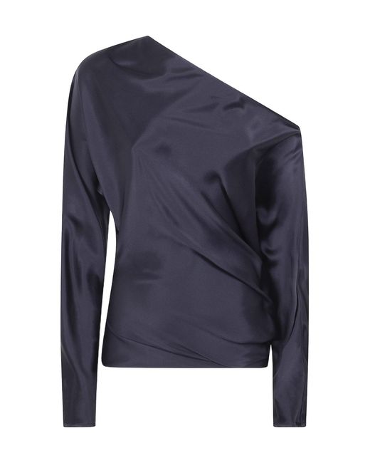 Ann Demeulemeester Blue One-Shoulder Top