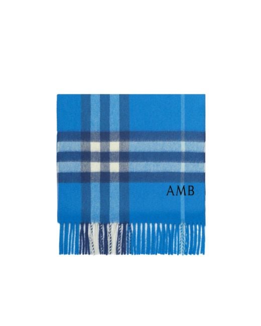 Burberry Blue Check Cashmere Scarf