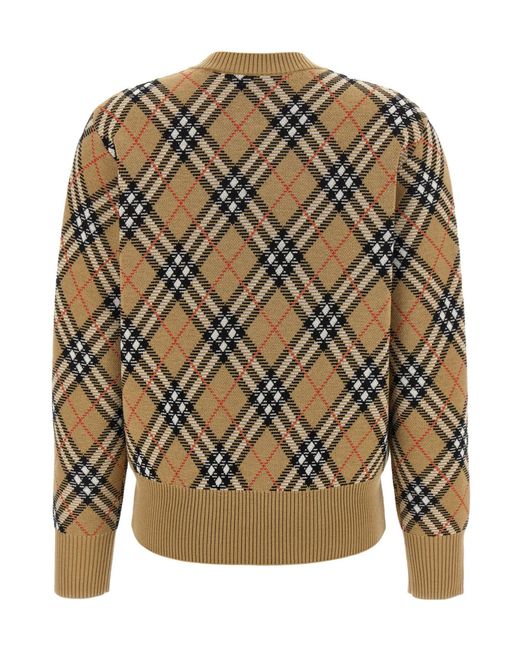 Burberry Gray Crewneck Checked Knitted Jumper