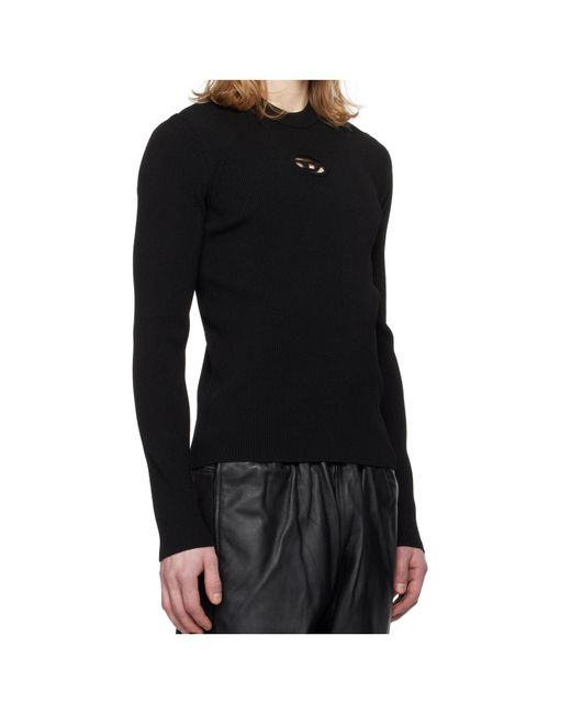 DIESEL Black Logo Plaque Ribbed-Knit Top for men