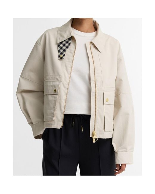Barbour White Cropped Zipfront Utility Jacket