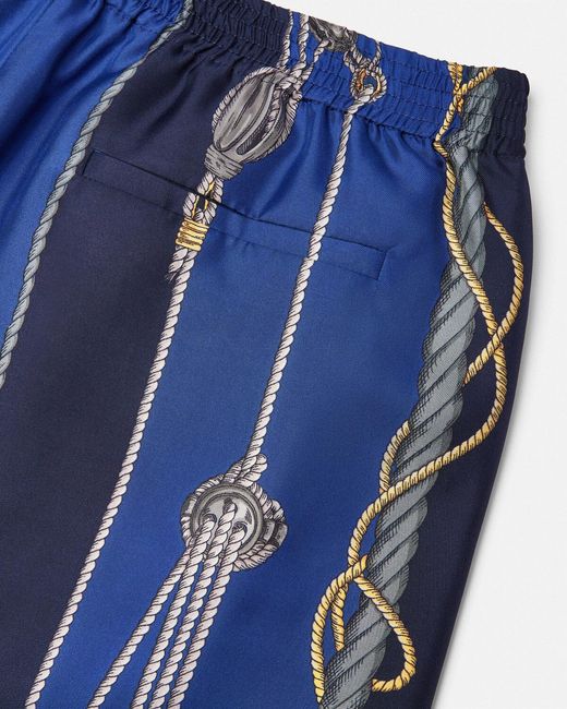 Versace Blue Nautical Print Knee-Length Shorts for men