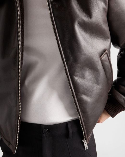 Prada Black Leather And Shearling Jacket for men