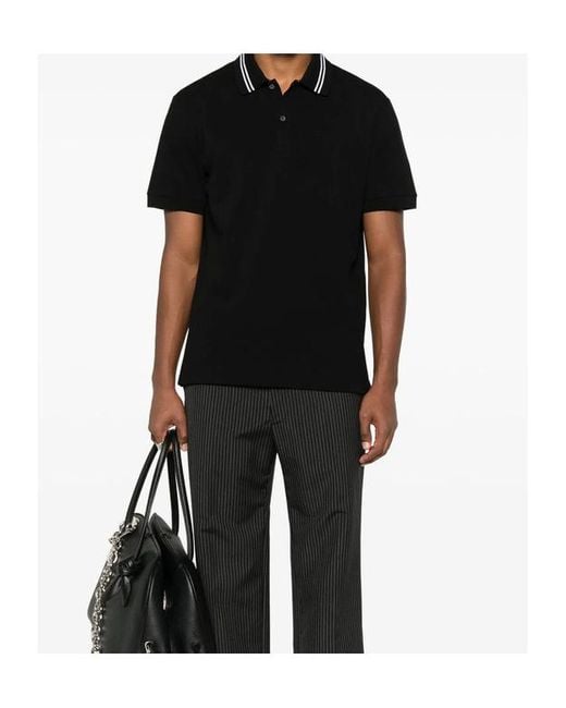 McQueen Black Logo Collar Short Sleeved Polo Shirt for men