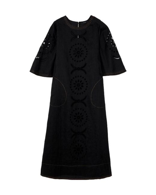 Vita Kin Black Mia Broderie Anglaise Linen Midi Dress