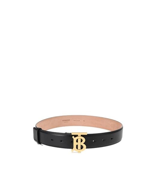 Burberry White Tb Plaque Buckle Belt