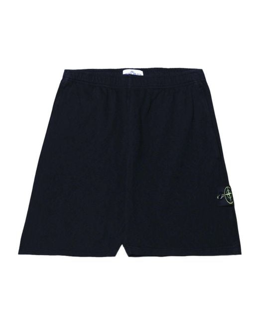 Stone Island Blue Logo Patch Bermuda Shorts for men
