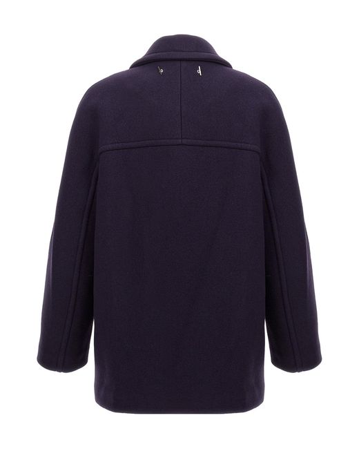 Lanvin Blue Double-Breasted Coat for men