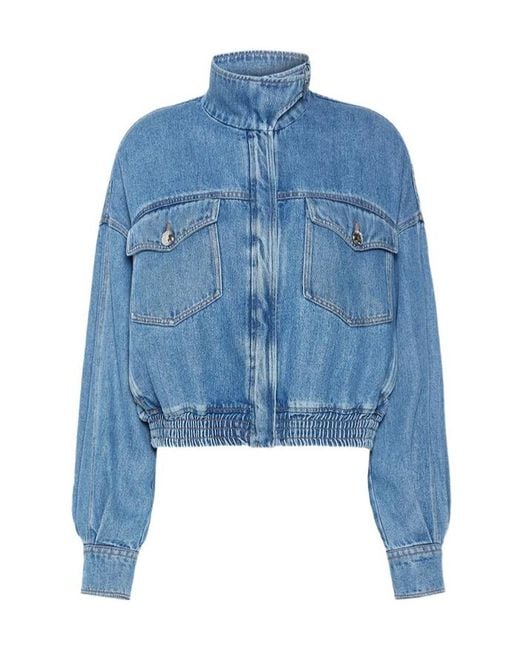 Sportmax Blue High-Neck Long-Sleeved Casual Jacket