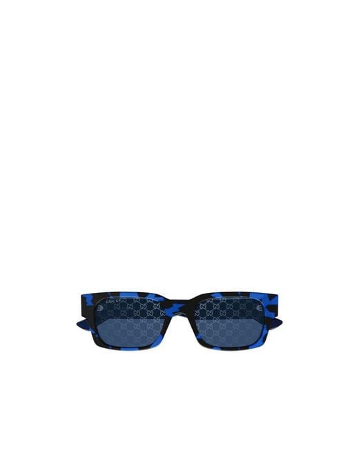 Gucci Blue Eyewear Rectangular Frame Sunglasses