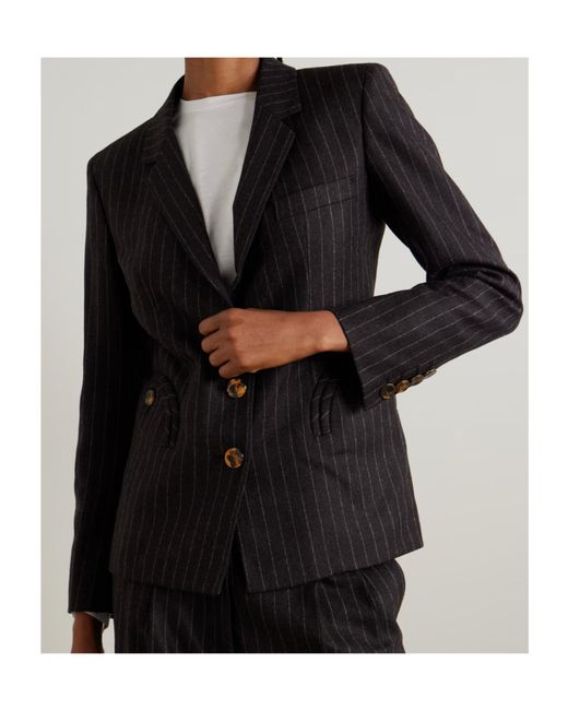 Blazé Milano Black Akira Pinstriped Wool And Cashmere-Blend Blazer