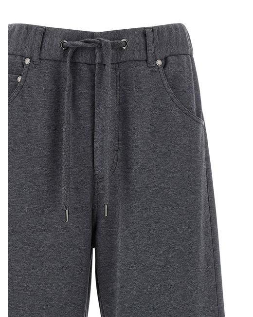 Brunello Cucinelli Gray Drawstring Cotton Track Pants