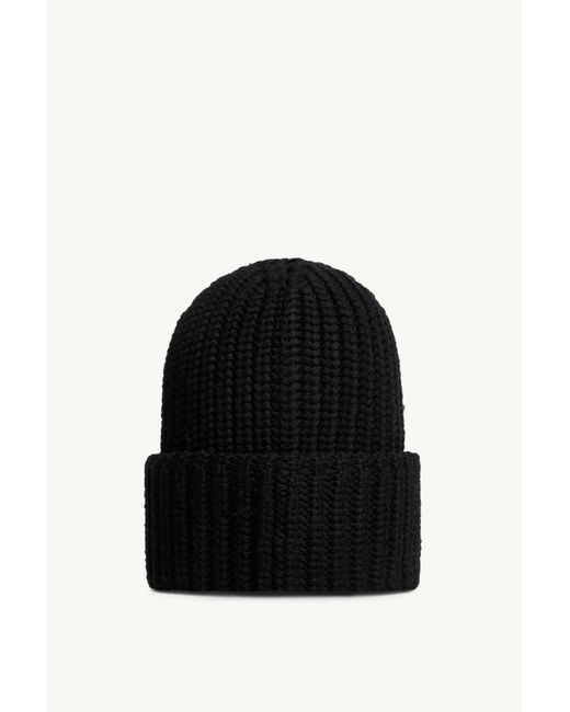 Moncler Black Grenoble Logo Embroidered Beanie for men